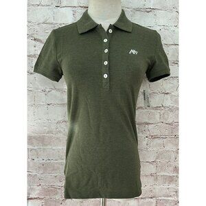 AEROPOSTALE Polo Shirt Womens SMALL Green Short Sleeve Stretch Knit 2022 NEW